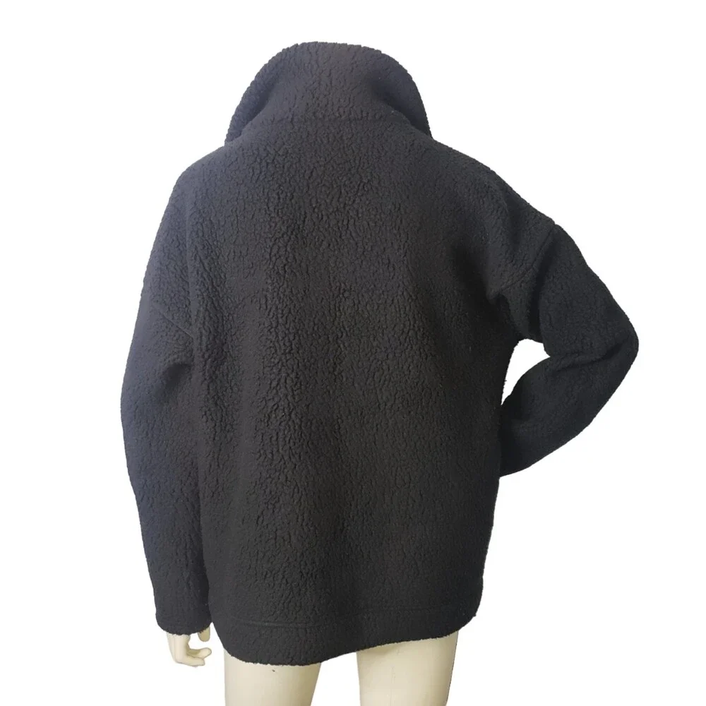 J. CREW 1/4 Zip Black Sherpa Sweater Jacket Size Large